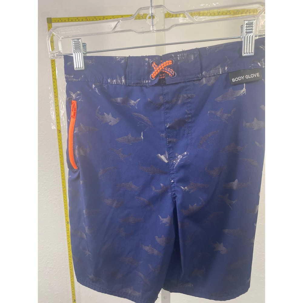 Body Glove Boys Navy Blue Shark Print Swim Trunks Board Shorts Size M 10/12